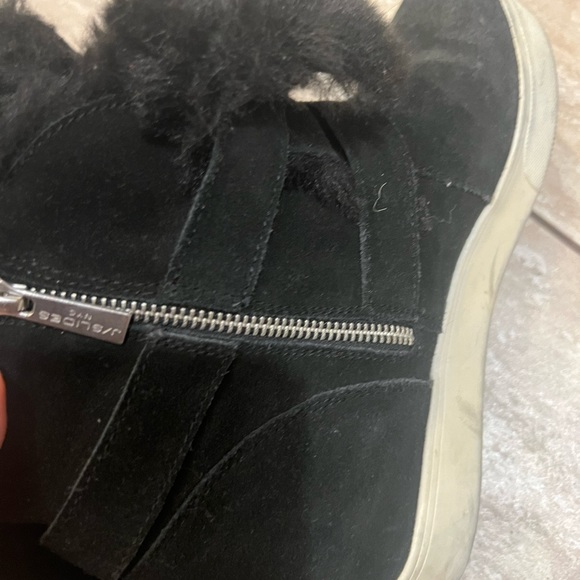Black Fur fold-down J SLIDES sneakers, size 9 - Picture 5 of 9